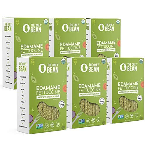 The Only Bean Organic Edamame Fettuccine Pasta High Protein Keto Friendly GlutenFree Vegan NonGMO Kosher Low Carb PlantBased Bean Noodles 8 oz 6 Pack