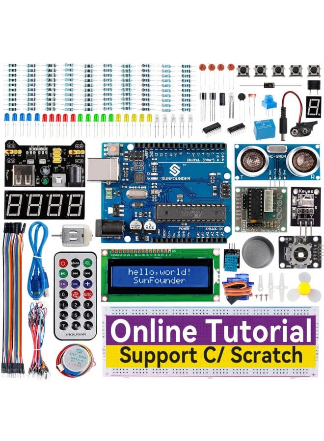 SunFounder Project Complete Starter kit Compatible with Arduino UNO R3 Arduino IDE/Scratch Coding with 42 Detailed Online Tutorials