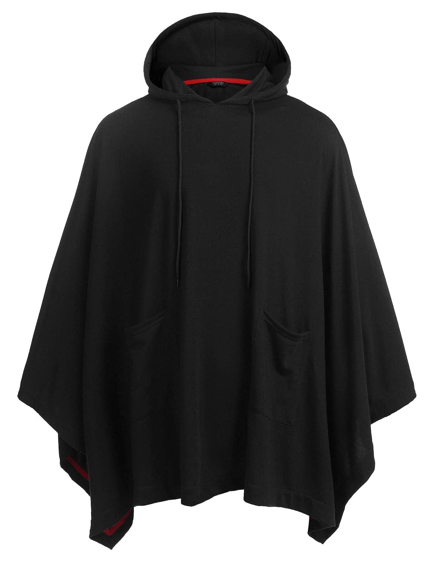 COOFANDY Unisex Casual Hooded Poncho Cape Cloak Fashion Coat Hoodie Pullover with Pocket Black X-Large