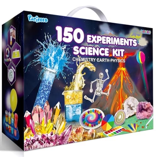 PATIFEED 150 Experiments Science Kit for Kids Chemistry Set Scientific Christmas Birthday Toys Gifts Ideas for Boys Girls Break Geodes VolcanoSTEM Learning Projects