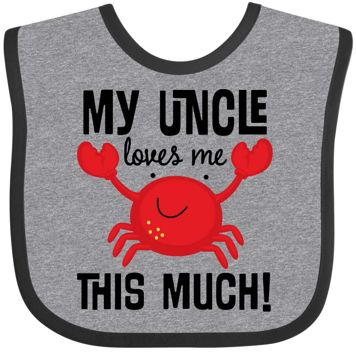 inktastic Uncle Loves Me Childs Crab Baby Bib, Heather and Black