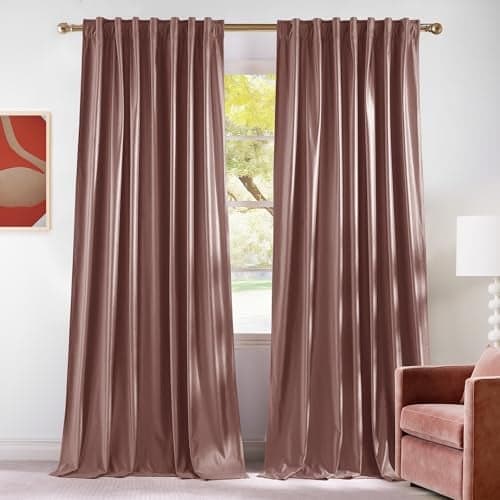NICETOWN Blackout Blush Pink Velvet Curtains for Girls Room, Rod Pocket & Back Tab Room Darkening Window Treatments Winter Drapes Luxury Textured for Nursery/Princess Room, 2 Panels, W52 x L84