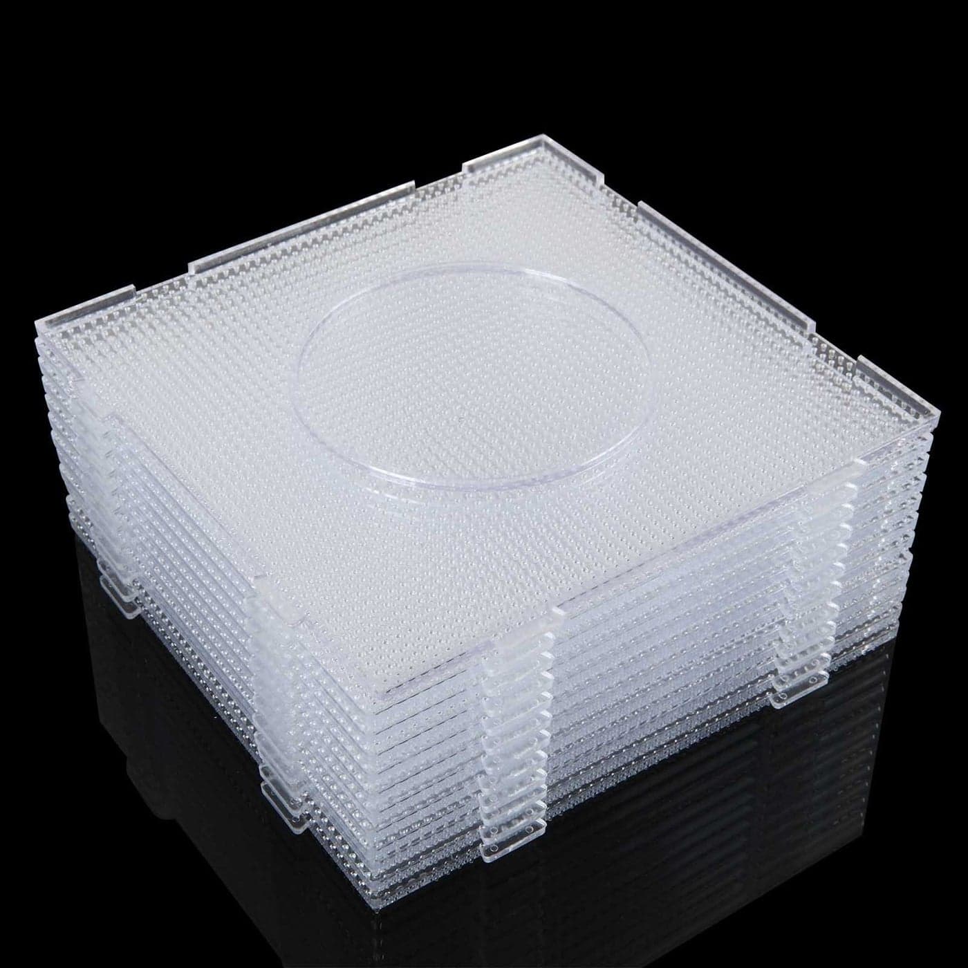 12PCS Mini Perler Bead Pegboards 26mm Plastic Square Boards Large Clear Pegboards for 26MM Mini Fuse Beads Craft Beads53 x 53 Inch