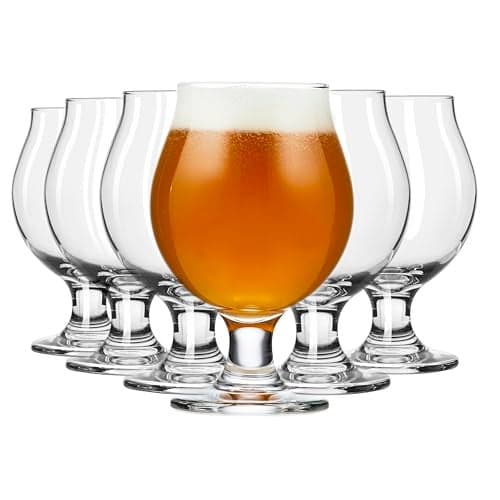 Libbey Entertaining Essentials Belgian Beer Glasses 13 oz Craft Beer Glasses Set of 6 for Belgian Ales Unique Tulip Beer Glasses for Entertaining