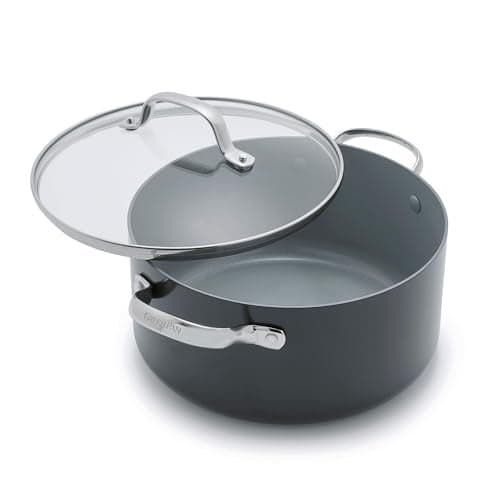 GreenPan Valencia Pro Hard Anodized Healthy Ceramic Nonstick 5QT Stock Pot with Lid, PFAS-Free, Induction, Dishwasher Safe, Oven Safe, Gray