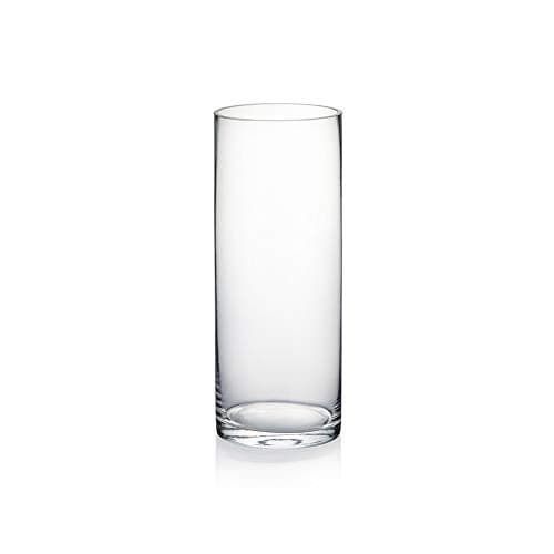 WGVI Quality Thick Weighted Clear Cylinder Glass Vases 4 W x 10 H Flower Arrangement Floating Candle Holders Wedding Centerpieces Terrarium Planter Floral Pen Brush Storage Container 1 Piece