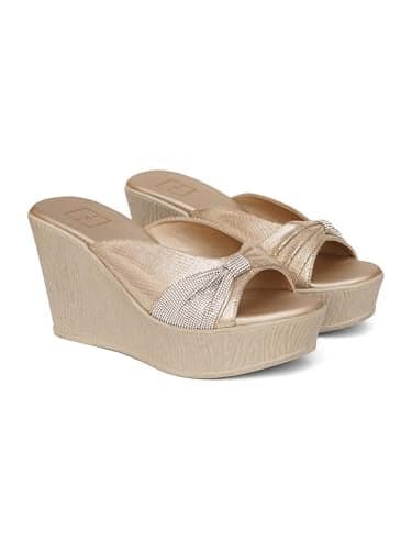 HVNLY Women’s Golden Platform Heels | Elegant Chunky Heel Sandals | Premium Luxury Party & Wedding Footwear EU41