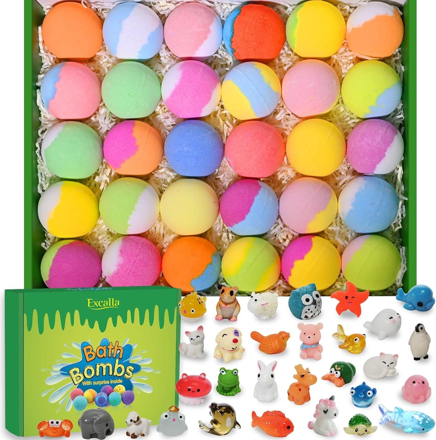 Bath Bombs for Kids with Toys Inside for Girls Boys 30 Pack Bath Bombs Gift Set with Surprise Kids Safe Bubble Bath Fizzy Balls Halloween Christmas Birthday Gift Kit