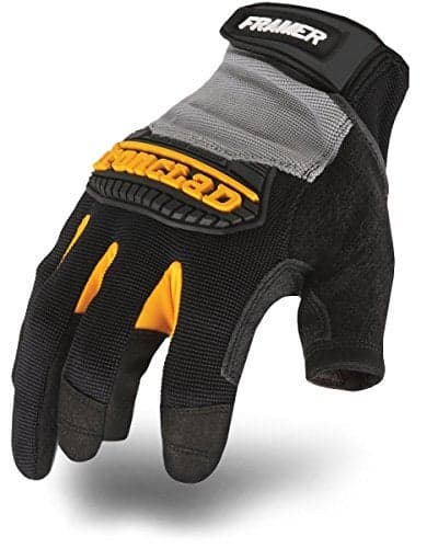 Ironclad Framer; Carpenter Work Gloves, Open Finger Dexterity, Performance Fit, Durable, Machine Washable, FUG-05-XL, Grey/Black (1 Pair)