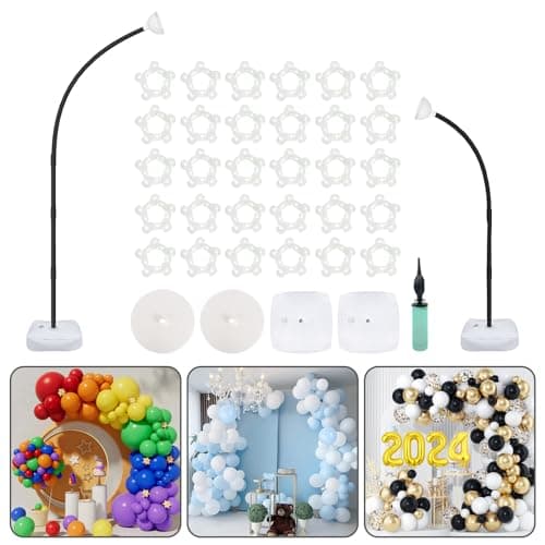 OurWarm 82FT 6FT Balloon Arch Stand Kit Black Half Arch Balloon Stand with Base for Floor Free Bending Top Balloon Column Kit for Wedding Birthday Baby Shower Graduation Party Decorations