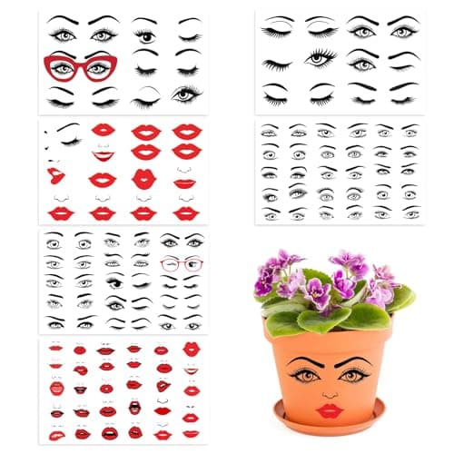 Face Stickers for Flower Pots Make a Face Stickers Lips Mouth Eyes Eyebrows Nose Decals Funny Vinyl Faces Stickers for Crafts Holiday Party Supplies Decorationface43