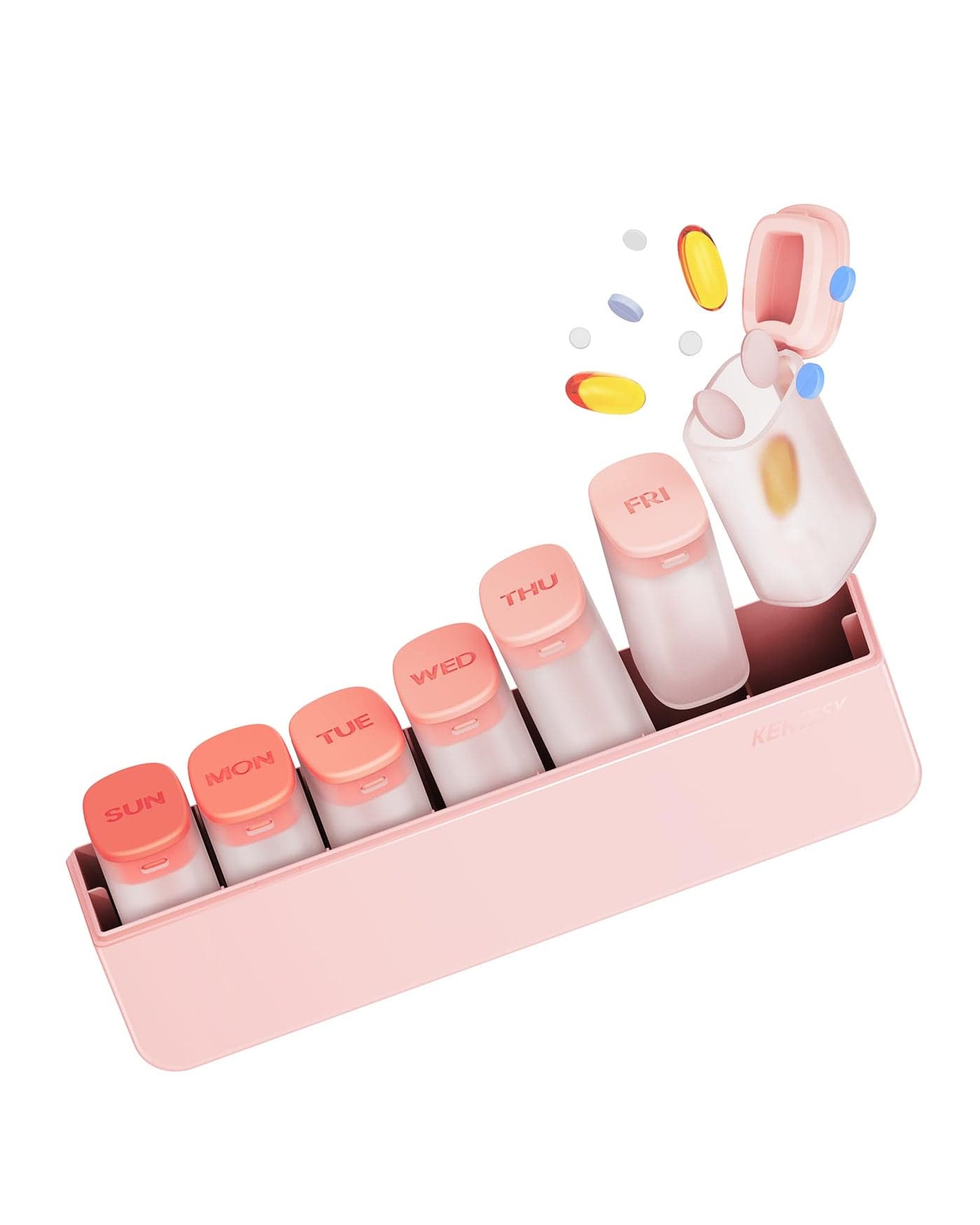 Weekly Pill Organizer 1 Time a Day Travel Pill Box 7 Days Large Medicine Pill Case Container for Daily Medication Vitamin Supplement Fish Oil Portable Week Pills Organizers Holder Dispenser Pink