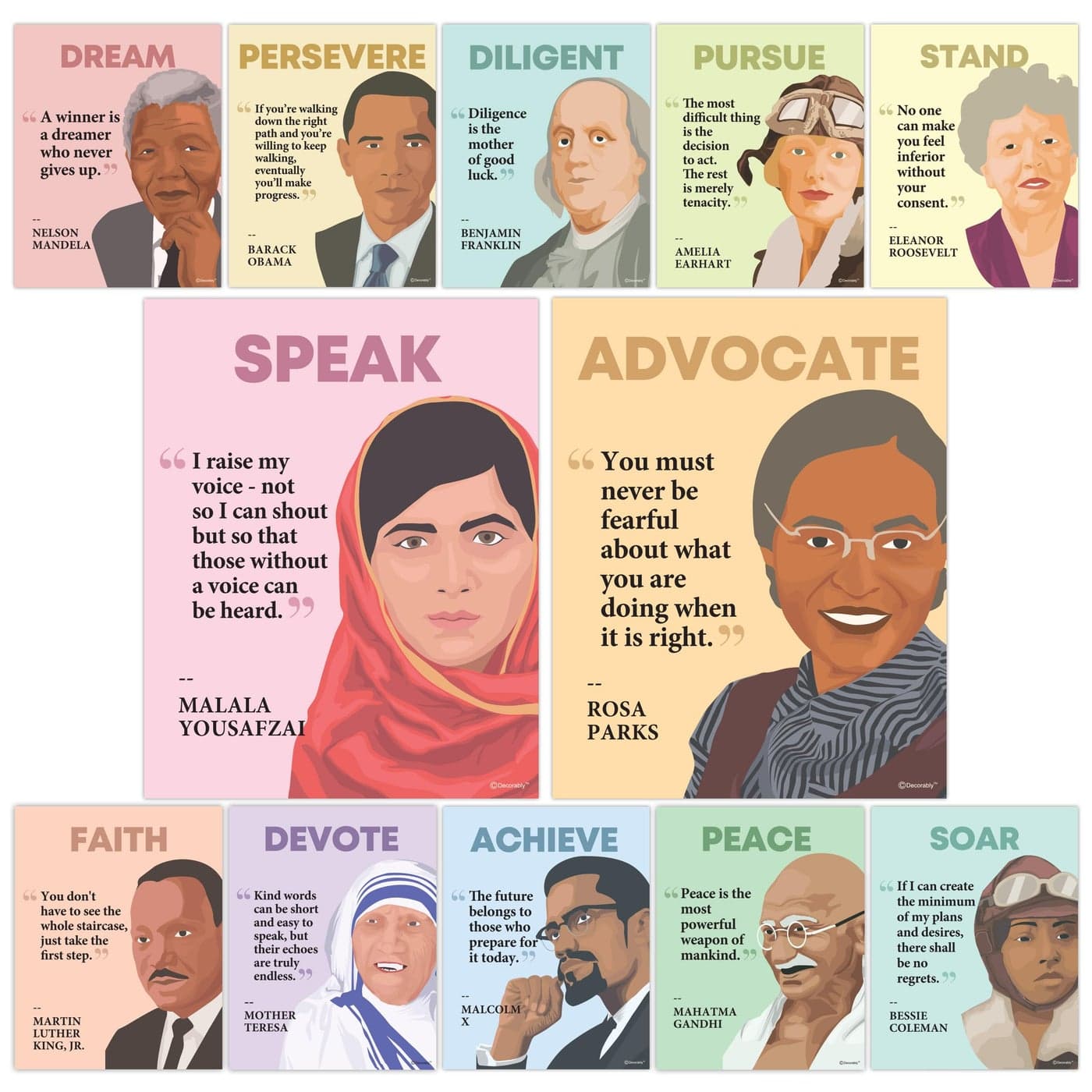 Decorably 12 History Posters for Classroom High School 11x14in MatteLaminated Motivational Posters for Classroom