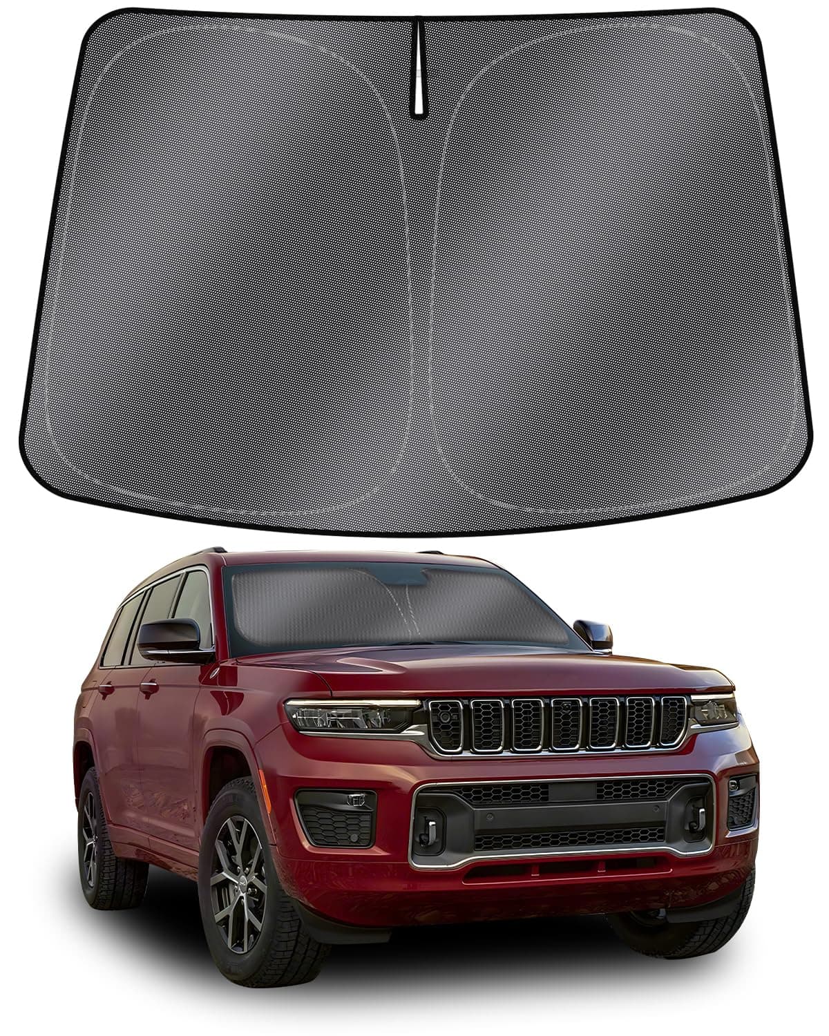 Mixsuper Liner Windshield Sun Shade for Jeep Grand Cherokee L 20212026 Windshield Sunshades for Grand Cherokee L Accessories Front Window Sun Shades Cover Foldable Sun Visor Keep Cool Block UV Heat