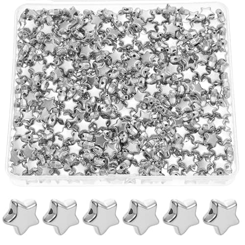 INDIKONB Spacer Beads for Jewellery and Bracelet Making | Fancy CCB Plastic Small Beads | Plated Spacers for Bracelets Craft and DIY Accessories, Silver