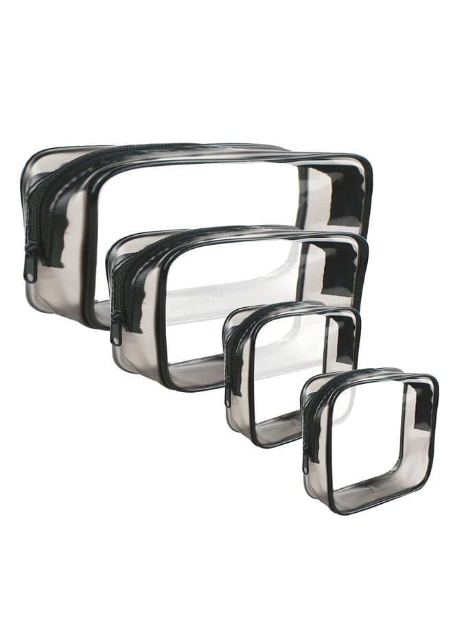 4 Pack Clear Cosmetic bag for travel Clear Toiletry Makeup Bags Tsa Approved Pouch Carry on Airport Airline Compliant Bags Portable Pvc Waterproof Bags with Zipper for Women Quart Size Bags Set