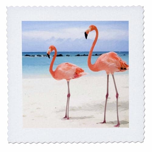 3dRose qs205511 Flamingo Honeymoon Quilt Square 10 by 10Inch
