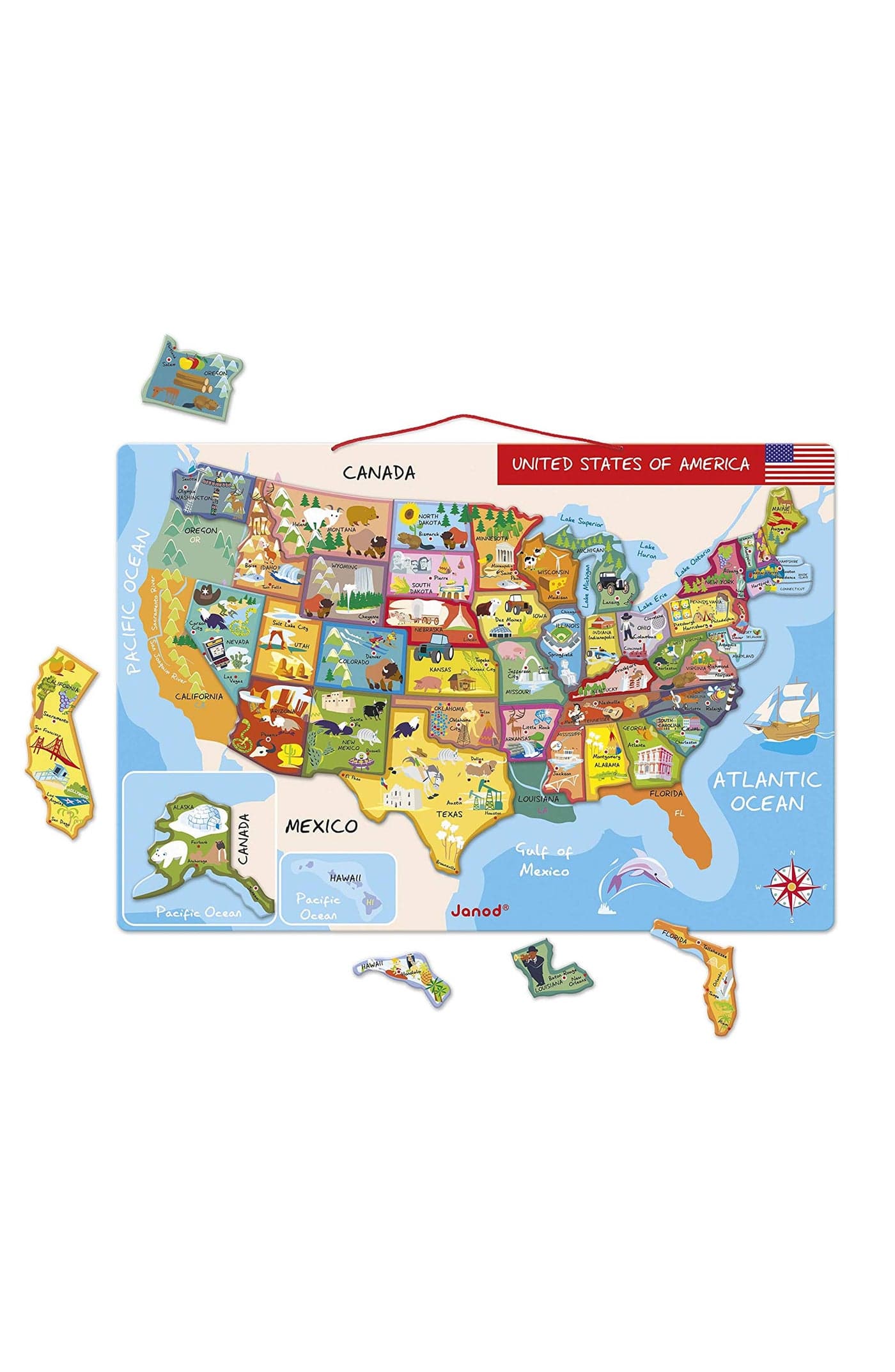 Janod Magnetic USA Map 197Inches x 134Inches J05487