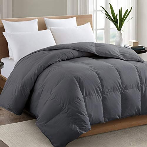 TEXARTIST Premium 2100 Series Oversized Queen Comforter All Season Breathable Cooling Grey Comforter Soft 4D Spiral Fiber Quilted Down Alternative Duvet with Corner Tabs Hotel Style 98x98