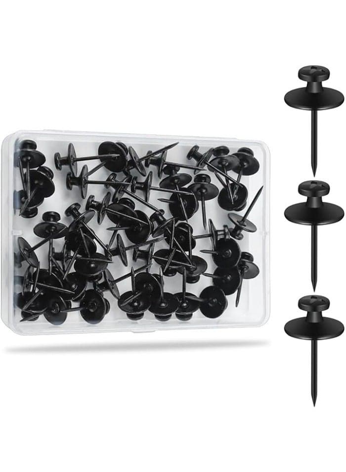 50Pcs Double Headed Nails for Hanging Pictures, Renter Friendly Decor Pictures Hanging Kit, Wall Hangers for Bathroom Living Room Office, Push Pins for Tapestry Frame Art
