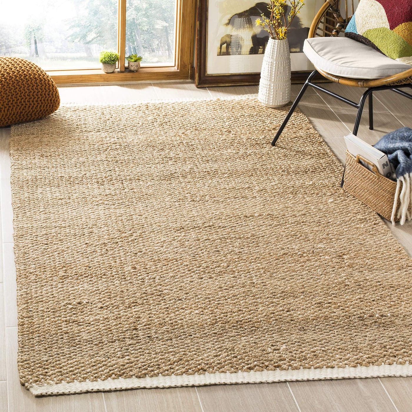 SAFAVIEH Natural Fiber Collection Accent Rug 3 x 5 Ivory Natural Handmade Jute Ideal for High Traffic Areas in Entryway Living Room Bedroom NF465A