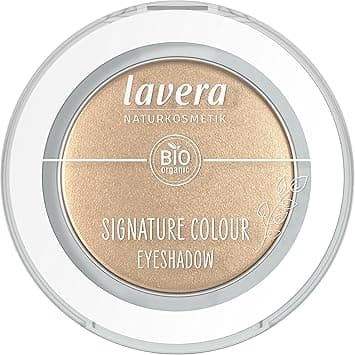 lavera Signature Colour Eyeshadow Dazzling Gold 08 intensive colour release extra long hold easy to blend vegan natural cosmetics 2g