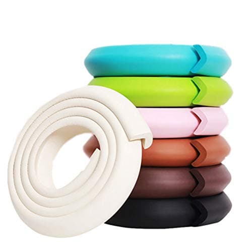 M2cbridge L Shape Extra Thick Furniture Table Edge Protectors Foam Baby Safety Bumper Guard 6.5 Ft (Off White)