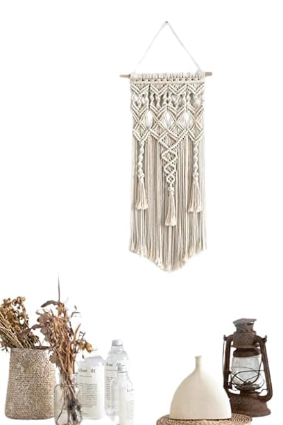 HAWAMAHAL Macrame wall hanging and boho wall decor for an apartment dorm room baby room bedroom and nursery above bed walls 9X15 OffWhite 06