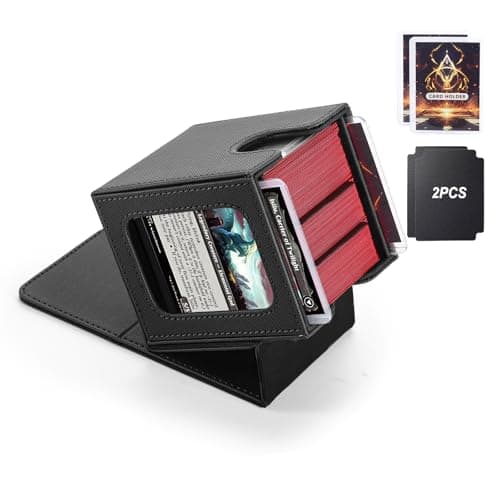 Stepane MTG Deck BoxDouble Display WindowCommander Deck Box Fits 120 Single Sleeved CardsPU Leather Magnetic Closure Card Box with 2 Dividers2 Toploaders for TCGCCGBlack