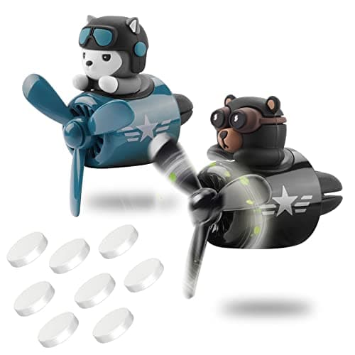 Jimtyee 2Pcs Car Air Fresheners Cute Cartoon Mouse Pilot Men Women Car Perfume Rotating Propeller Automotive Air Outlet Fan Creative Diffuser Car Decoration (M.ickey+M.innie)