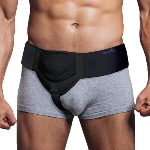 WC Hernia belt for men inguinal support belt Pain Relief With Removable Compression Pads Groin truss Flexible Adjustable Groin Straps Left or Right inguinal Hernia Truss Brace-S/M