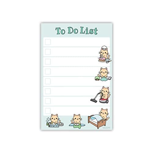 Cute Kawaii Cat Sticky to Do List | Cat Humor Notebook Notepad Note Card for Cat Lover Gift| 50 Pages 4x6