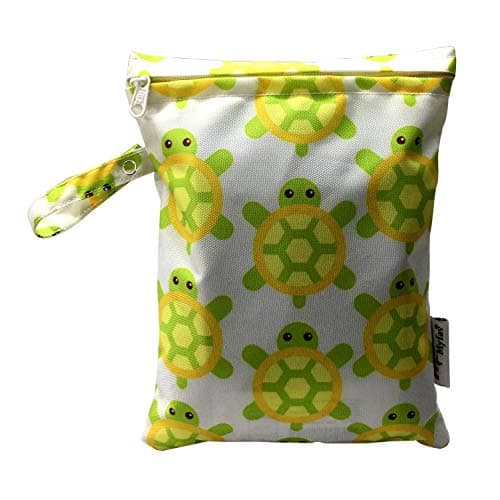 MY FAV Multiutility Wet & Dry Pouch with Zipper | Reusable & Washable Travel Organizer Bag for Beach, Pool, Stroller, Toiletries, Diapers, Wet Swimsuits & Gym Clothes – Turtle Print