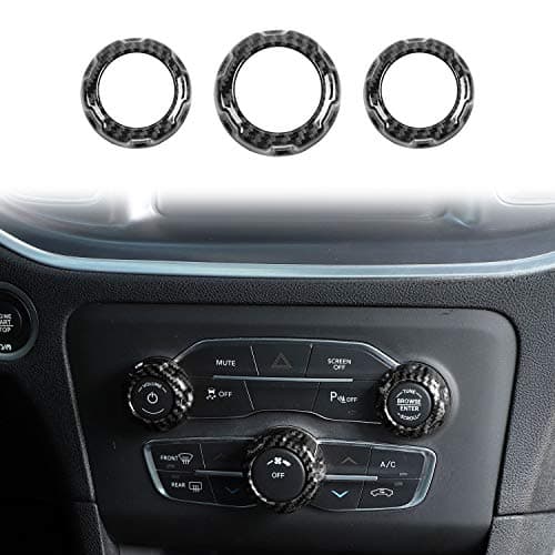 Voodonala Radio AC Knobs Air Conditioner Switch Button for 2015-2025+ Dodge Challenger Charger, for 2011-2025+Chrysler 300, 2012-2017 RAM,2016-2020 Durango,Interior Accessories Carbon Fiber 3PCS