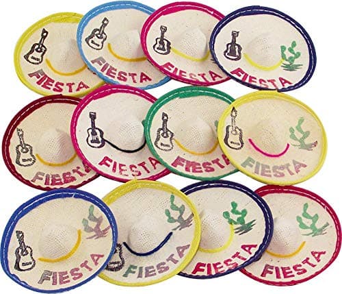 12 Mini Mexican Sombrero Fiesta, 3 inches wide Mini hats