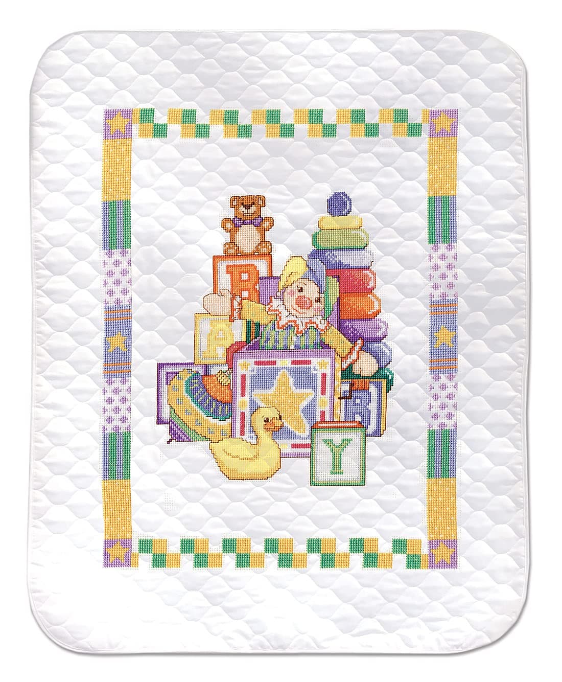 Tobin Jack in The Box Baby Quilt Stamped for Cross Stitch Kit 34x43 by The Yard