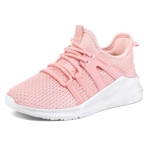 RUNSIDE Boys Girls Tennis Shoes Kids Lightweight Breathable Sneakers Laceup Running Athletic Shoes for ToddlerLittle KidBig Kid Pink