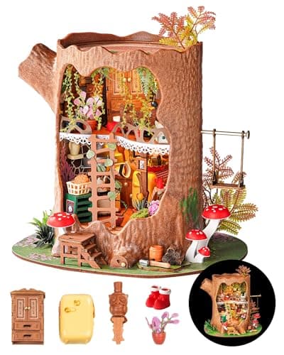 Rolife DIY Miniature House Kit Tree House Tiny House Model House Building Kit for Teens DIY Crafts for Adults BirthdayHalloween for Parents Friends Fairytale Tree House