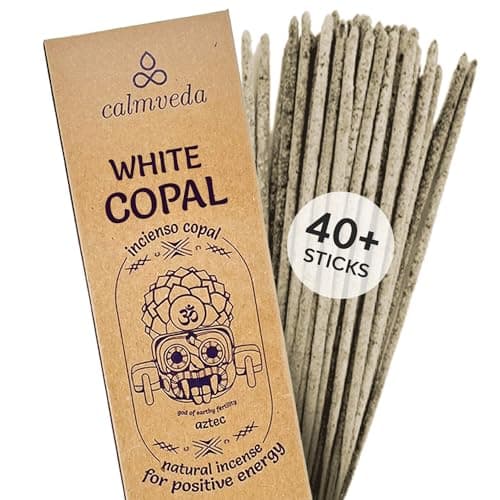 White Copal Incense Sticks Mexico - (40+ Sticks) Thick, Natural Resin Incense & Clean Charcoal Free Made from Upcycled Flowers | Sweet Smelling Spiritual Incense for Purification (Incienso De Copal)…