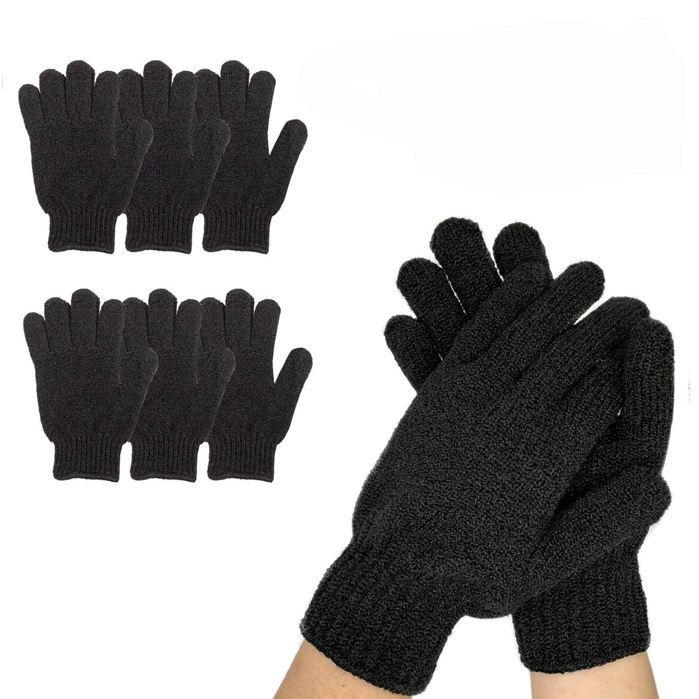 6Pairs Exfoliating Gloves Premium Black Scrub Wash Mitt for Bath or Shower Luxury Spa Exfoliation Accessories for Beauty Spa Massage Suitable for Men and Women