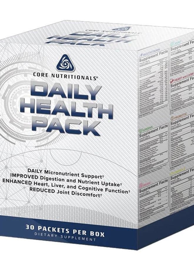 Daily Health Pack, Micronutrients, Omega-3, Probiotics, Greens and Reds, and Products to Support Vital Joints and Organs, 30 Packets Per Box