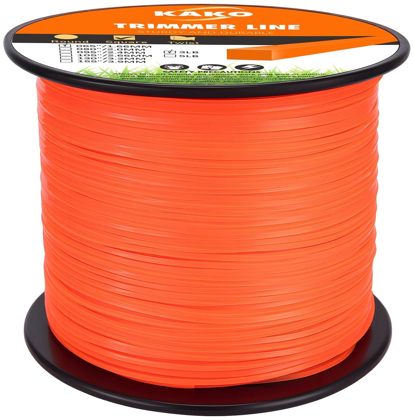 KAKO 065 Trimmer Line, 065 Weed Trimmer Line, Weed Wacker String .065, Square Weed Eater String .065 Inch-1680 Ft- 3 Lb, Commercial Nylon Trimmer String 065 Fits Most String Trimmers(Square)