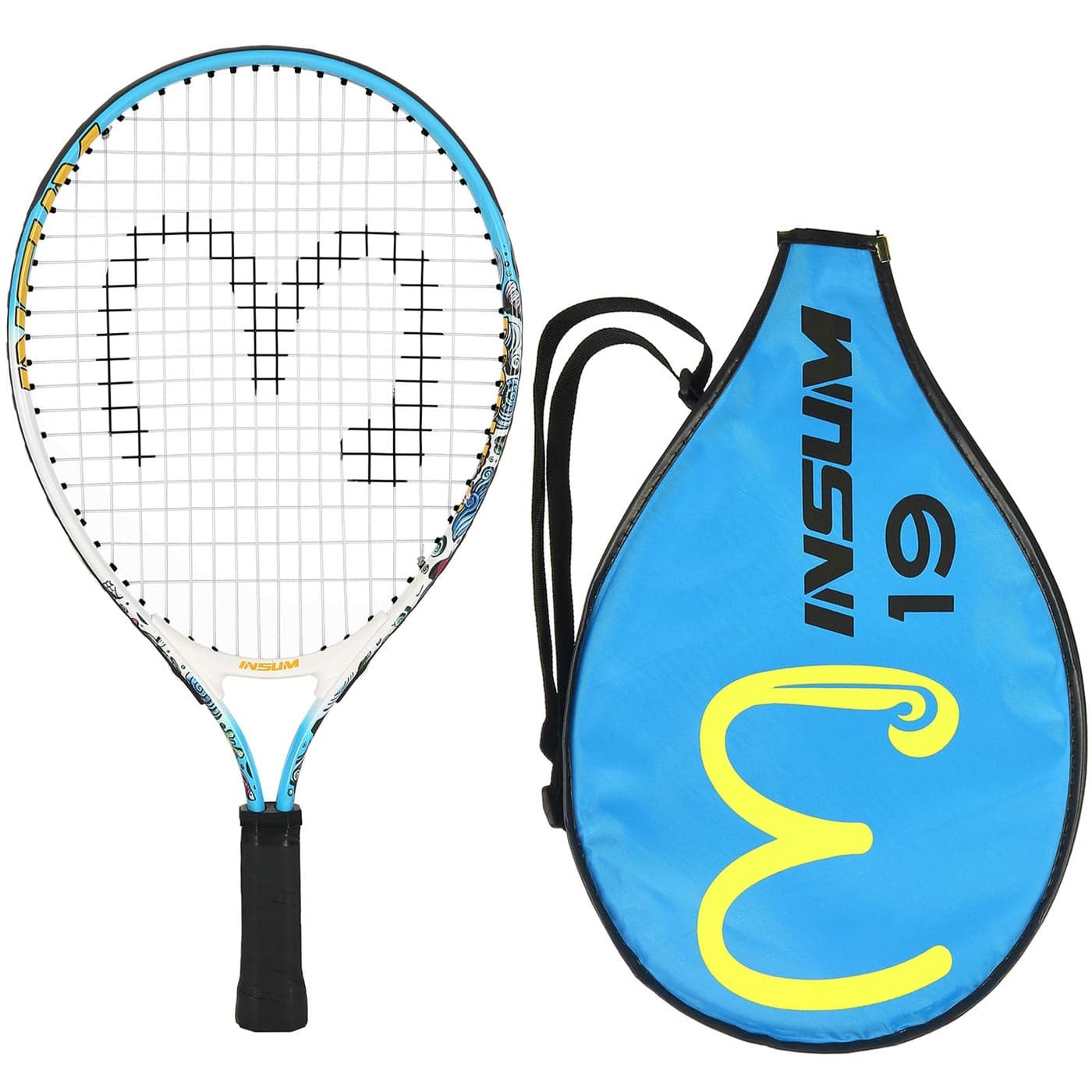 insum 17'' Junior Tennis Racket for Aged 2-3 Y with Strap Bag Kids Tennis Racquet (17inch-Blue)