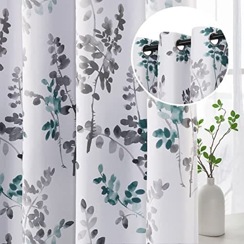 HVERSAILTEX Bedroom Blackout Curtains Light Block Thermal Insulated Panels for Living Room Grommet Room Darkening Window Treatments 52 Wide x 84 Long 2 Pieces Grey and Teal