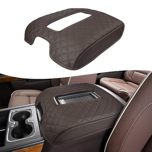 KBH Center Console Armrest Cover for Chevy Silverado, GMC Sierra 1500 2500 3500 2014-2018 & Tahoe Yukon Suburban 2015-2020, Floor Console Bucket Seat, Vinyl Leather, Dark Brown