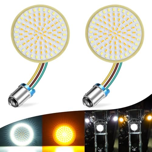 LivTee Extremely Bright Front Turn Signals & Running Switchback LED Lights Panel with 1157 Base Compatible for Harley Dyna Street Glide Road King, White/Amber
