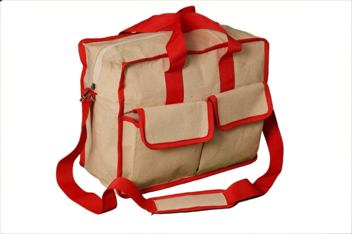 PAHAL Heavy Duty Canvas Tool Bag for Electricians & Technicians | White Durable Tool Organizer with 4 Pockets | Multipurpose Tool Storage Bag for Home & Industrial Use