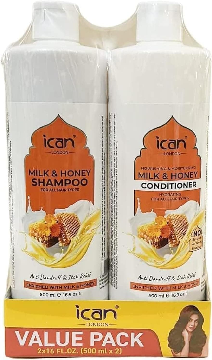 ican London Milk Honey Shampoo Nourishing Sulfate Free Conditioner Sets 500ml x 2