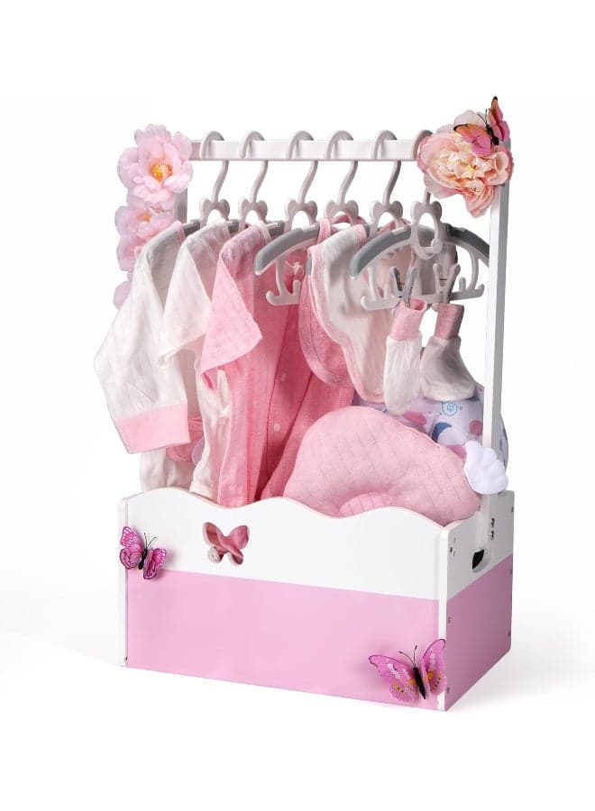 GiftAmaz Pink Wooden Baby Shower Crate Closet