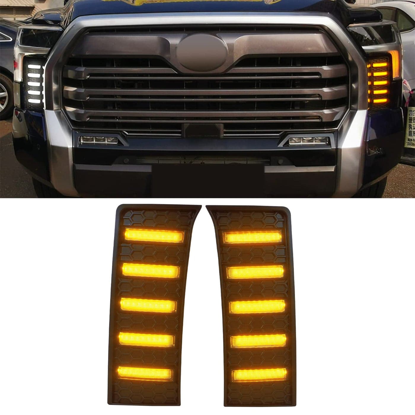 LED Daytime Running Lights For 2022 2023 2024 Tundra Fog Lights Toyota tundra CrewMax SR SR5 Limited DRL fog lights Assemblies Replacement black lens DRL2
